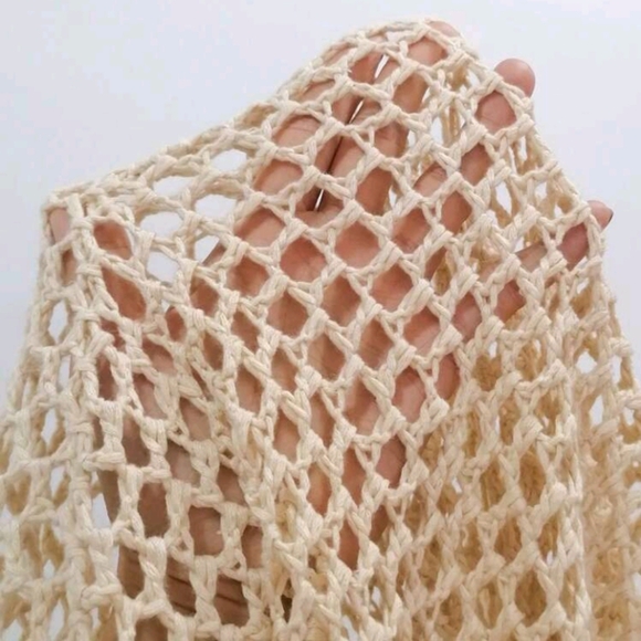 SHEIN Swim Hollow Out Knitted Fringe Hem Cover Up Dress, For Summer Beach - Picture 6 of 7